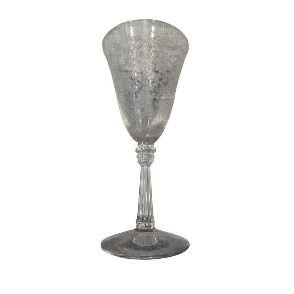 Fostoria Etched Crystal Wine Glass Clear